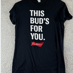 Budweiser Black Tee with Bold White Text